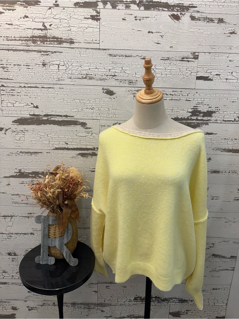 Cotierra Brand New Light Yellow & Cream Trim Women's Sweater